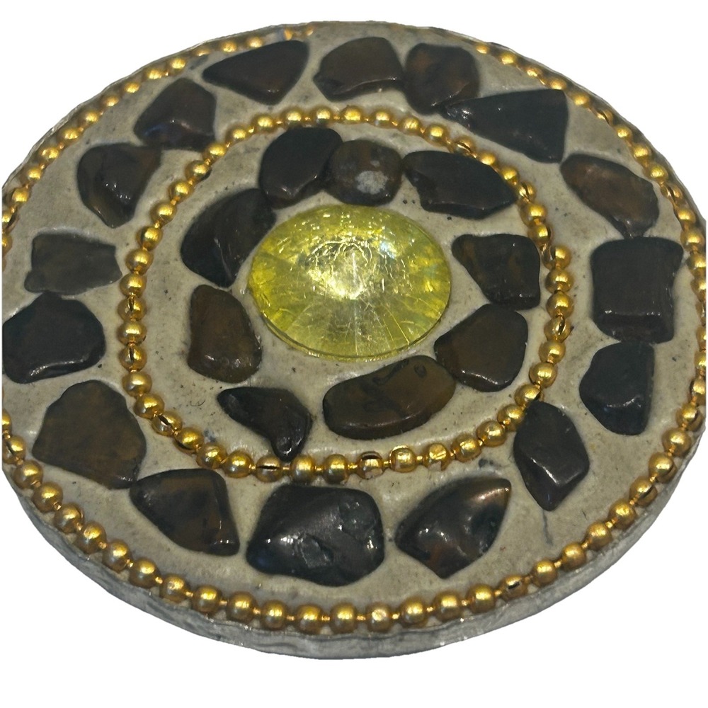 Vintage Polymer Clay‎ & Glass Mosaic Disc Pendant